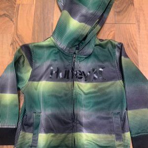 Hurley Hooded Zip Up Jacket Green/Yellow/Black Boys Size 24mth